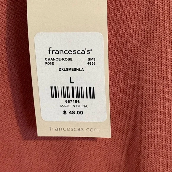 NWT- Francesca’s Lace Dress with Long Flowy Sleeves - Salmon Rose Color - Size L - Picture 8 of 11